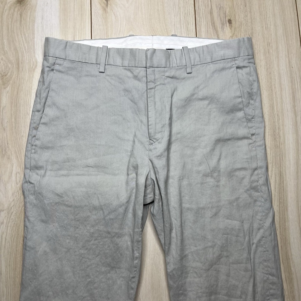 Theory Linen Cotton Blend Chino Pants Slim Fit Mens Size 30x32 Gray - Picture 6 of 12
